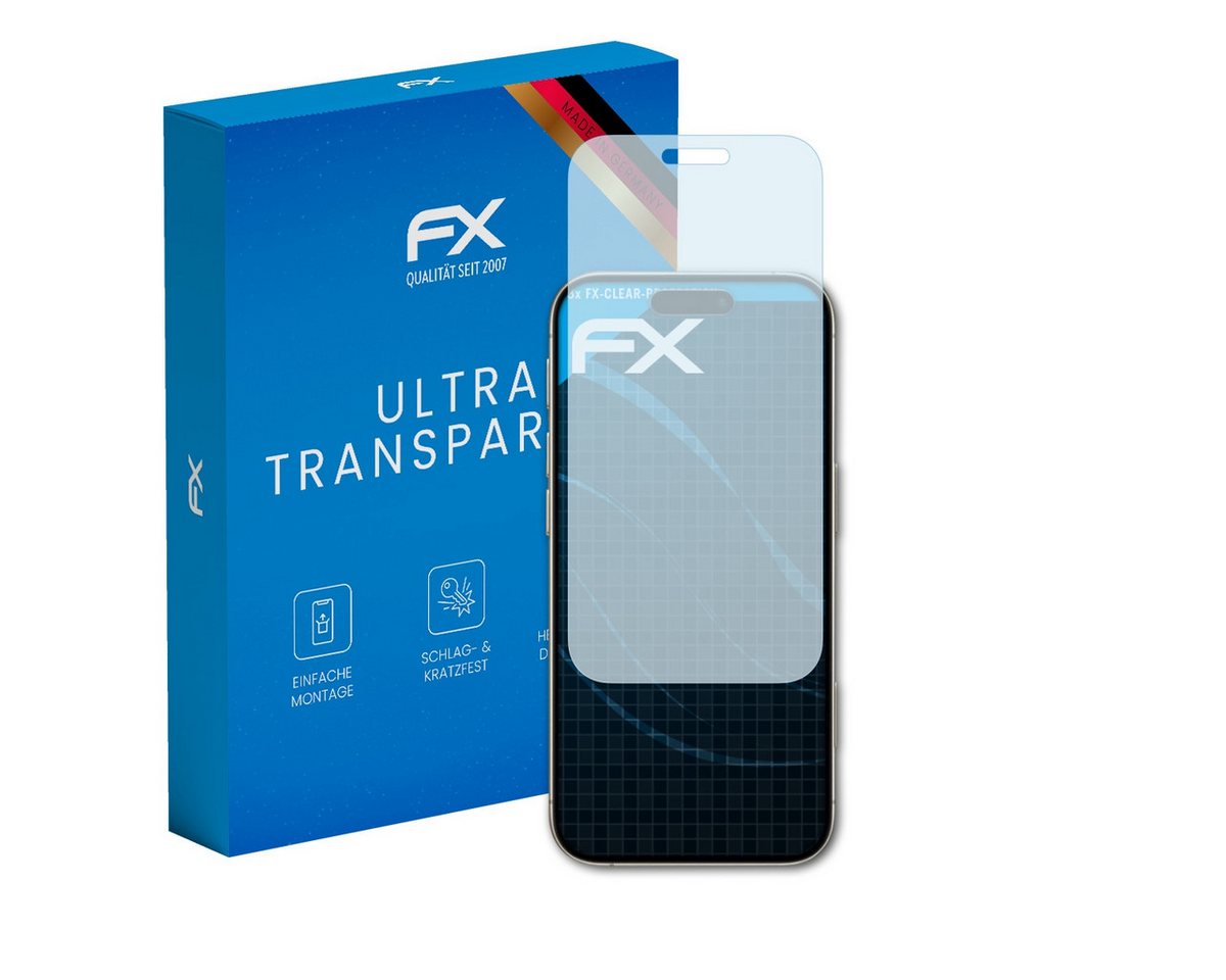 atFoliX Schutzfolie Displayschutz für Apple iPhone 16 Plus, (3 Folien), Ultraklar und hartbeschichtet von atFoliX