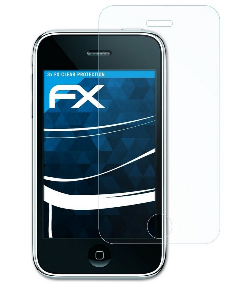 atFoliX Schutzfolie Displayschutz für Apple iPhone 3G, (3 Folien), Ultraklar und hartbeschichtet von atFoliX