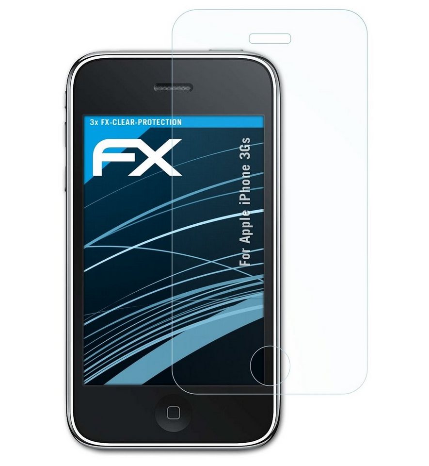 atFoliX Schutzfolie Displayschutz für Apple iPhone 3Gs, (3 Folien), Ultraklar und hartbeschichtet von atFoliX
