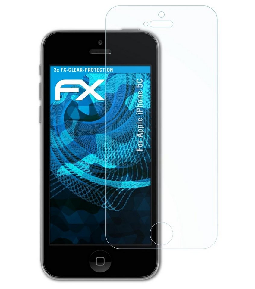 atFoliX Schutzfolie Displayschutz für Apple iPhone 5C, (3 Folien), Ultraklar und hartbeschichtet von atFoliX