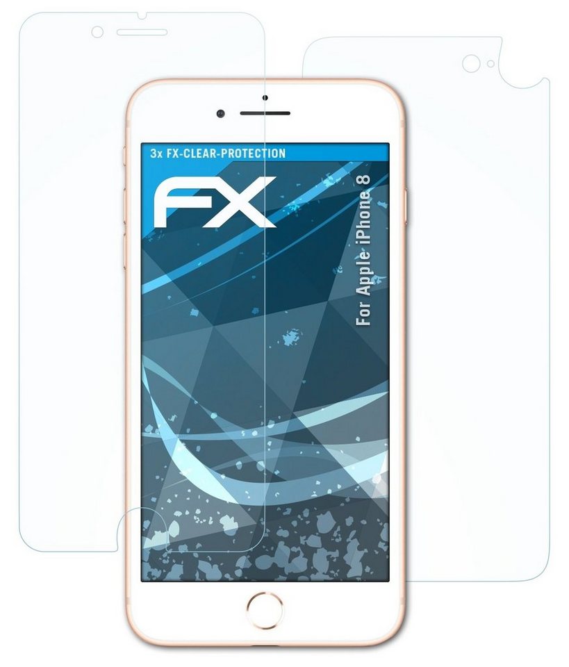 atFoliX Schutzfolie Displayschutz für Apple iPhone 8, (3er Set), Ultraklar und hartbeschichtet von atFoliX