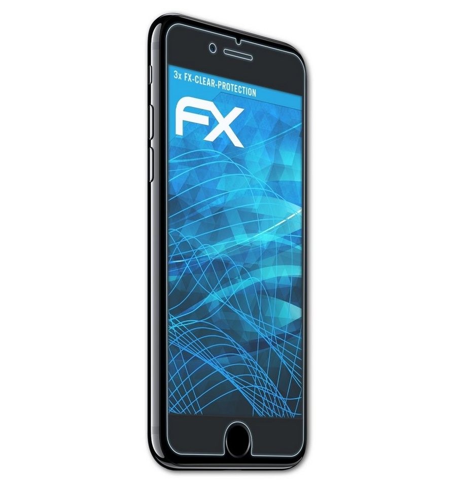atFoliX Schutzfolie Displayschutz für Apple iPhone 8 / 7 Front, (3 Folien), Ultraklar und hartbeschichtet von atFoliX