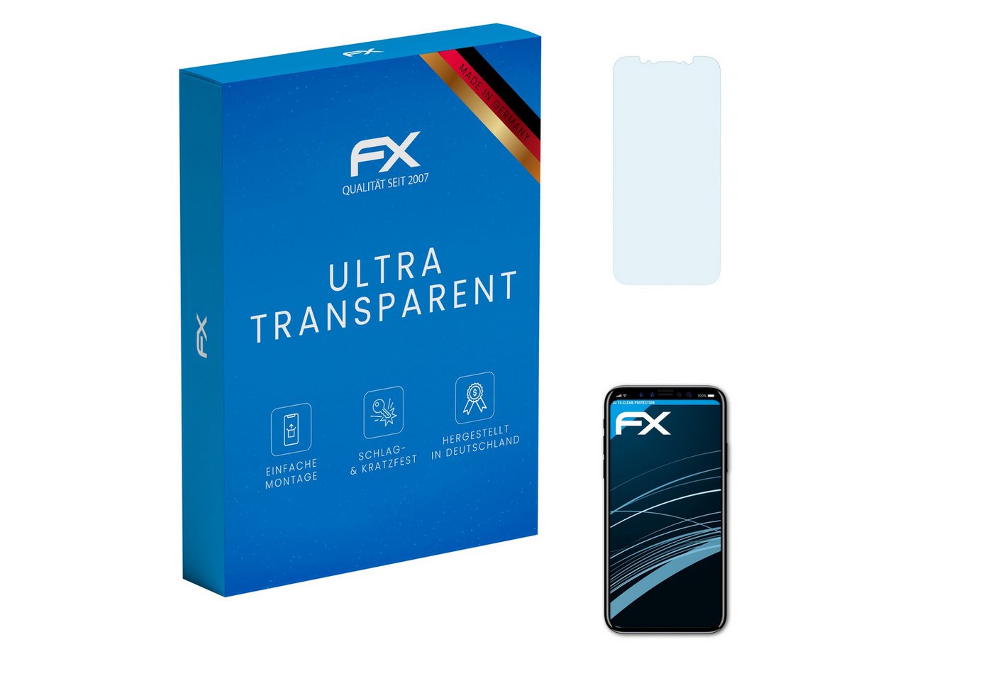 atFoliX Schutzfolie Displayschutz für Apple iPhone X Front, (3 Folien), Ultraklar und hartbeschichtet von atFoliX