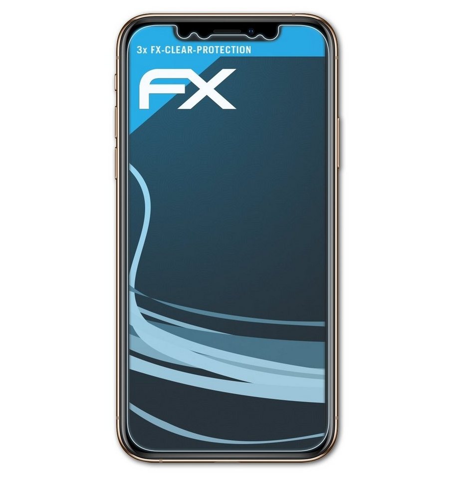atFoliX Schutzfolie Displayschutz für Apple iPhone XS Front cover, (3 Folien), Ultraklar und hartbeschichtet von atFoliX