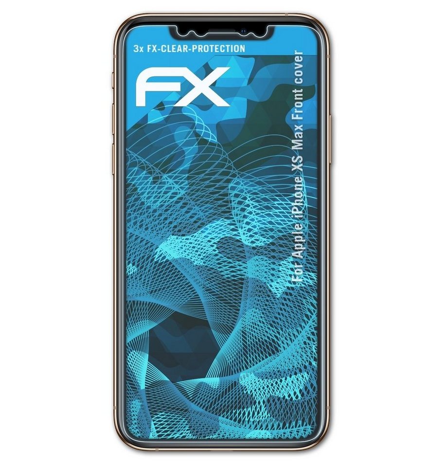 atFoliX Schutzfolie Displayschutz für Apple iPhone XS Max Front cover, (3 Folien), Ultraklar und hartbeschichtet von atFoliX