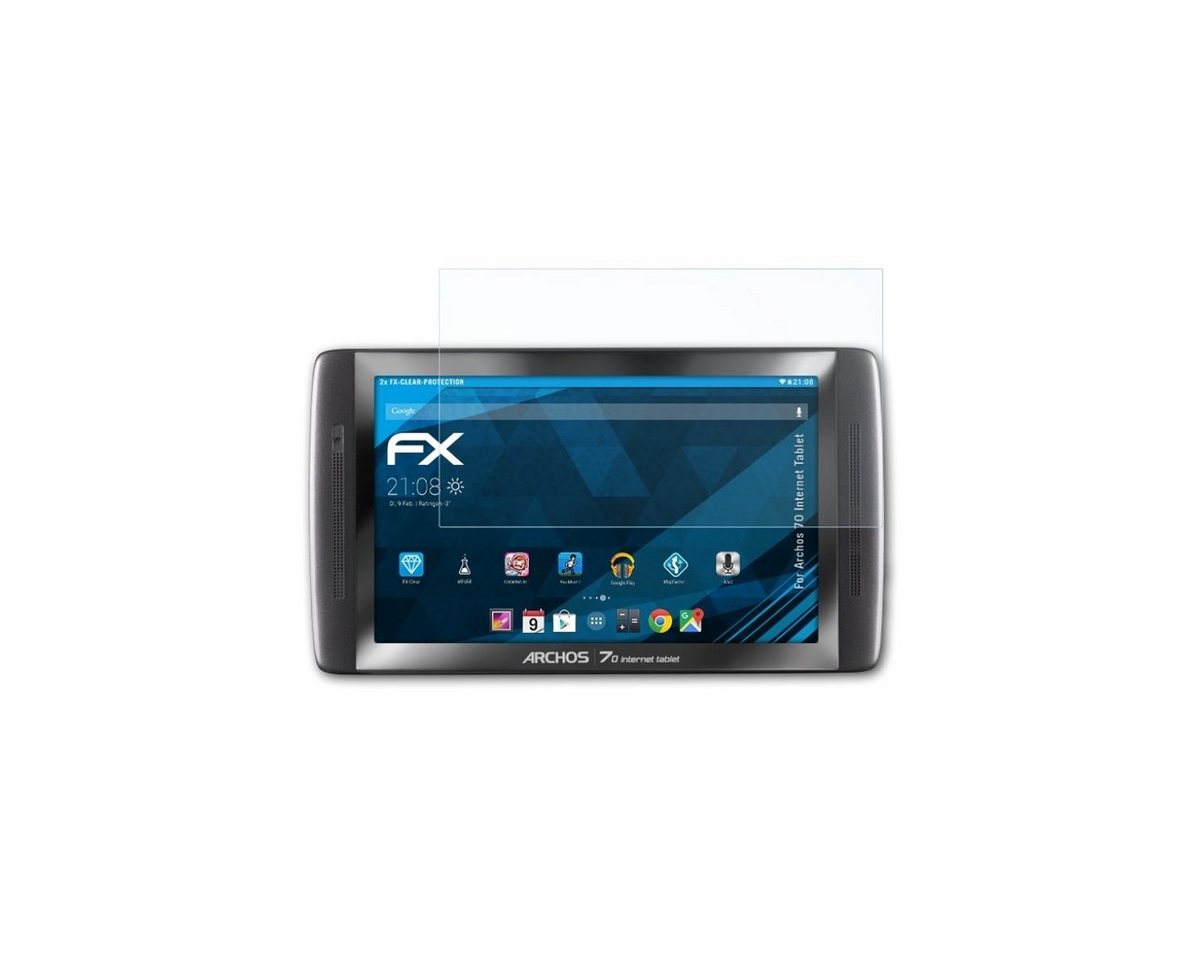 atFoliX Schutzfolie Displayschutz für Archos 70 Internet Tablet, (2 Folien), Ultraklar und hartbeschichtet von atFoliX
