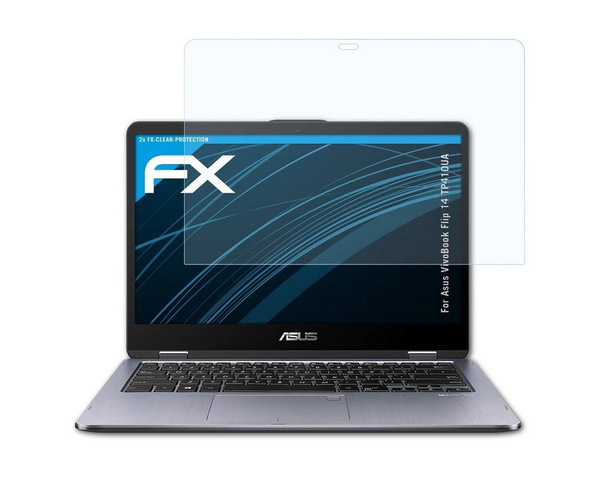 atFoliX Schutzfolie Displayschutz für Asus VivoBook Flip 14 TP410UA, (2 Folien), Ultraklar und hartbeschichtet von atFoliX