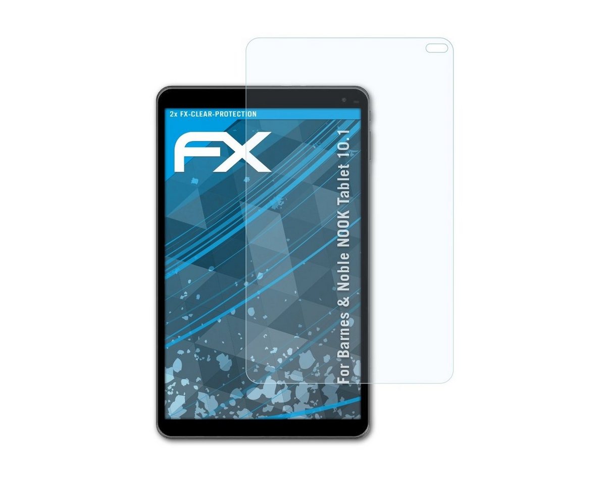 atFoliX Schutzfolie Displayschutz für Barnes & Noble NOOK Tablet 10.1, (2 Folien), Ultraklar und hartbeschichtet von atFoliX