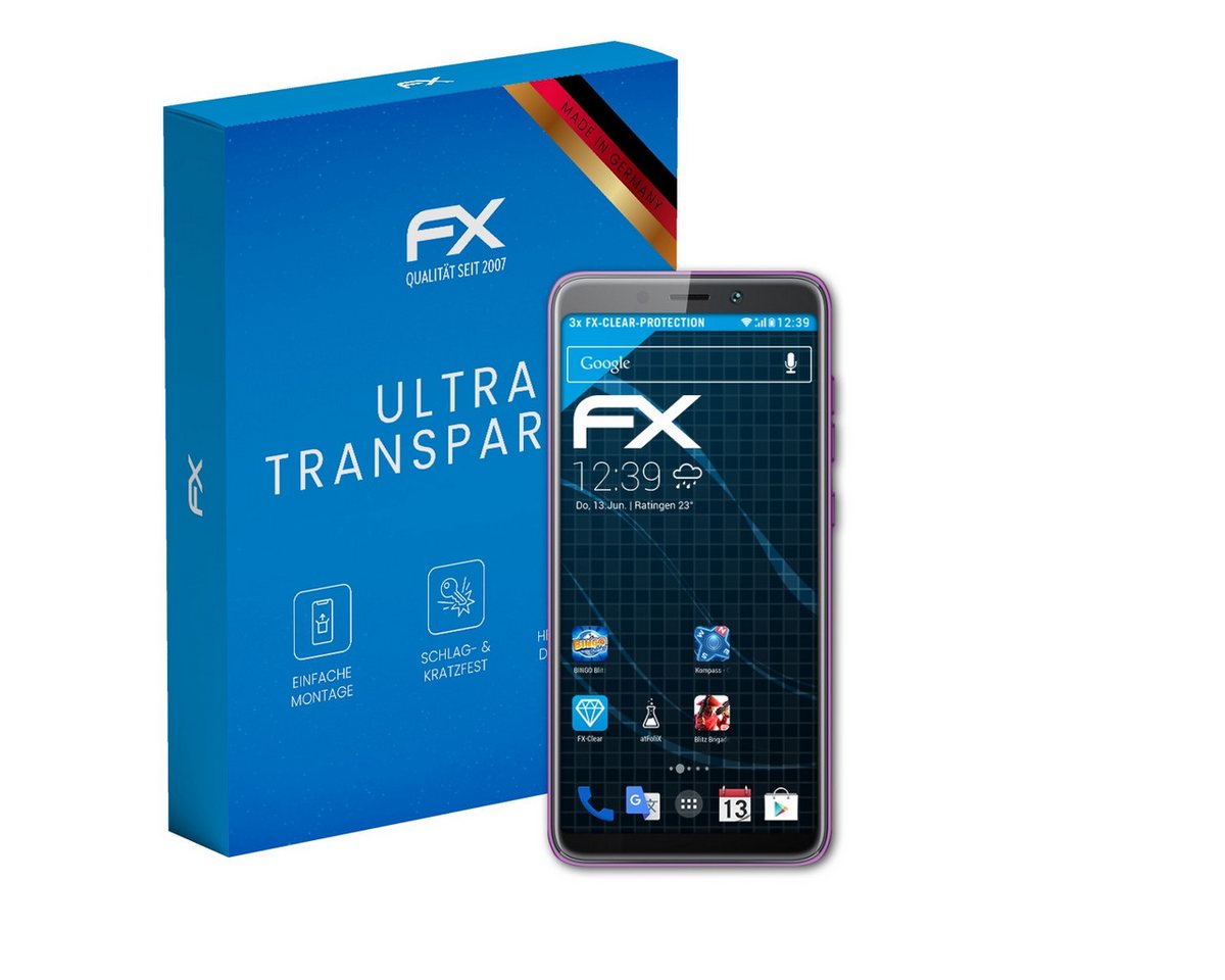 atFoliX Schutzfolie Displayschutz für BlackFox B2 Fox Plus, (3 Folien), Ultraklar und hartbeschichtet von atFoliX