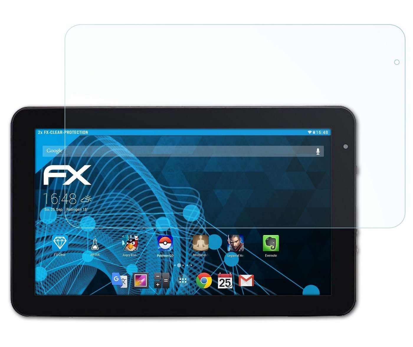 atFoliX Schutzfolie Displayschutz für JAY-tech Tablet-PC XE10D MD1001, (2 Folien), Ultraklar und hartbeschichtet von atFoliX
