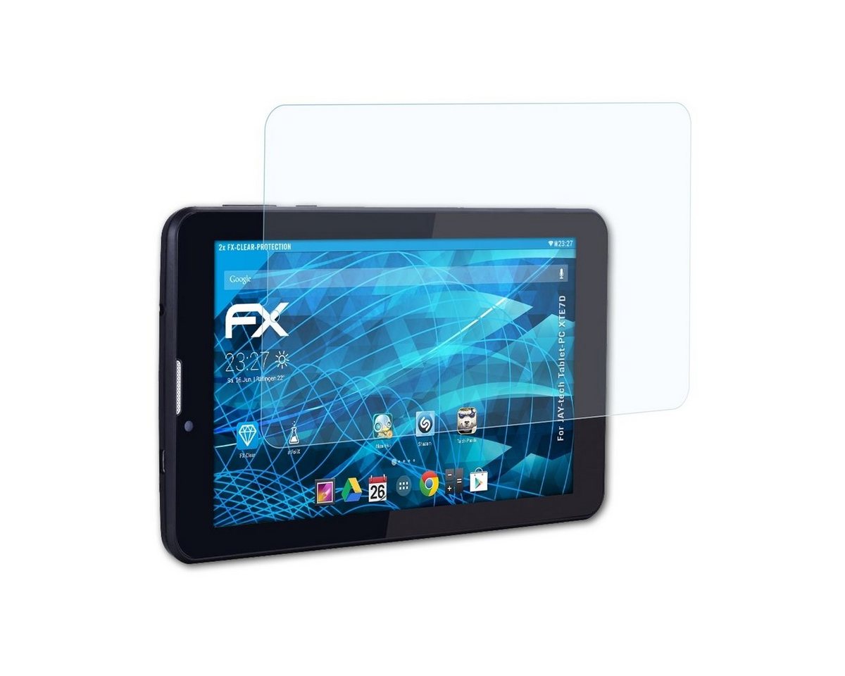 atFoliX Schutzfolie Displayschutz für JAY-tech Tablet-PC XTE7D, (2 Folien), Ultraklar und hartbeschichtet von atFoliX