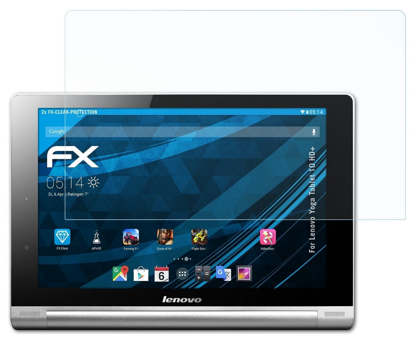 atFoliX Schutzfolie Displayschutz für Lenovo Yoga Tablet 10 HD+, (2 Folien), Ultraklar und hartbeschichtet von atFoliX