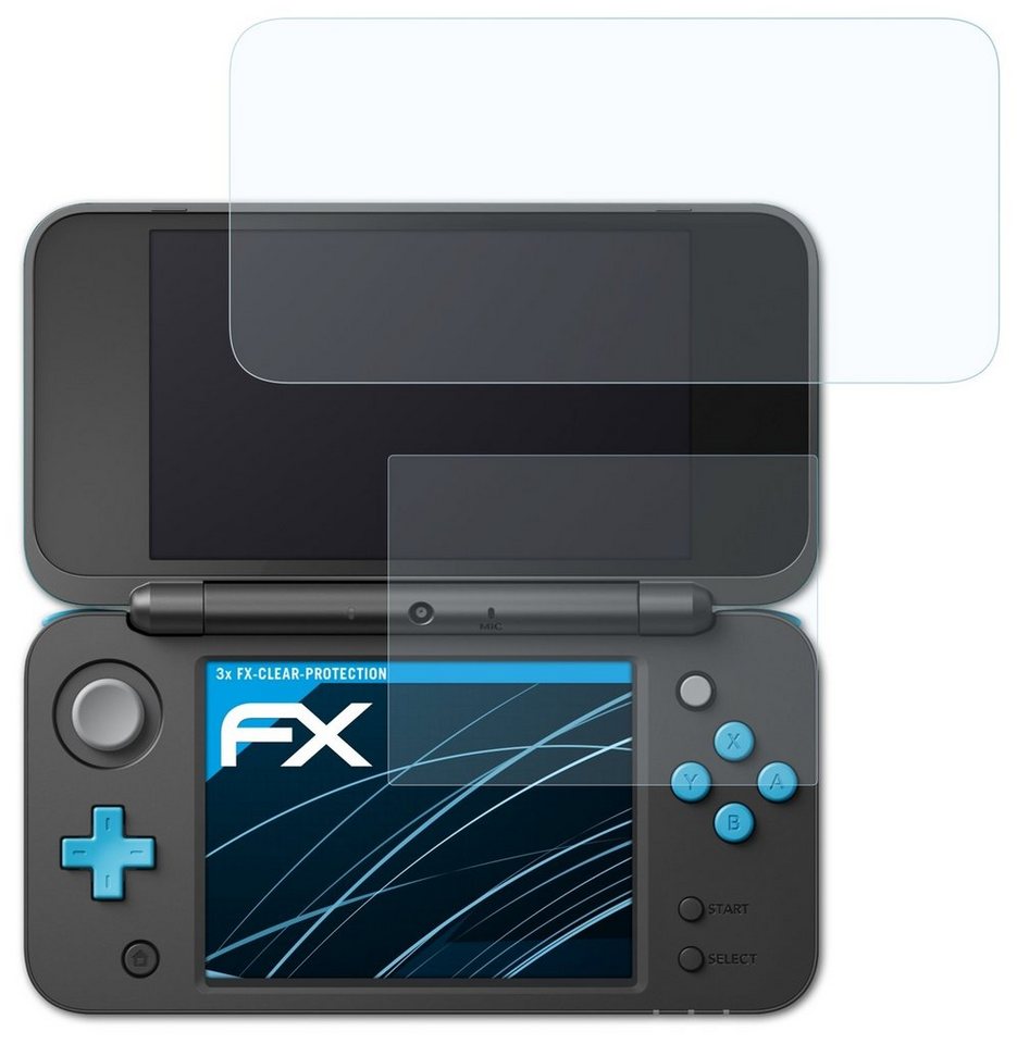 atFoliX Schutzfolie Displayschutz für Nintendo New 2DS XL, (3er Set), Ultraklar und hartbeschichtet von atFoliX