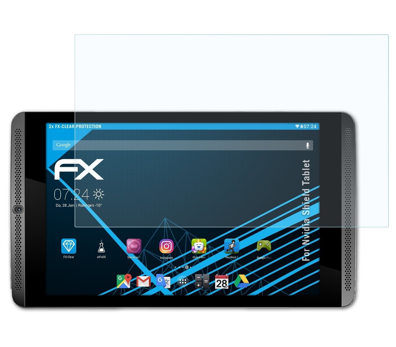 atFoliX Schutzfolie Displayschutz für Nvidia Shield Tablet, (2 Folien), Ultraklar und hartbeschichtet von atFoliX