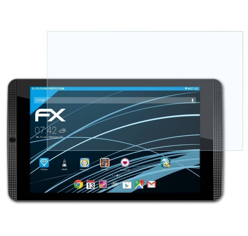 atFoliX Schutzfolie Displayschutz für Nvidia Shield Tablet K1, (2 Folien), Ultraklar und hartbeschichtet von atFoliX