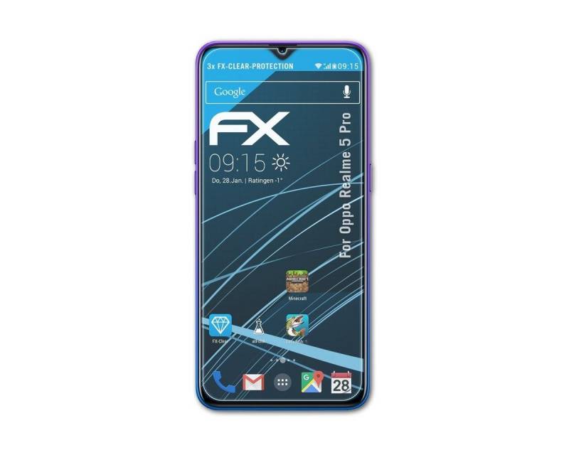 atFoliX Schutzfolie Displayschutz für Oppo Realme 5 Pro, (3 Folien), Ultraklar und hartbeschichtet von atFoliX