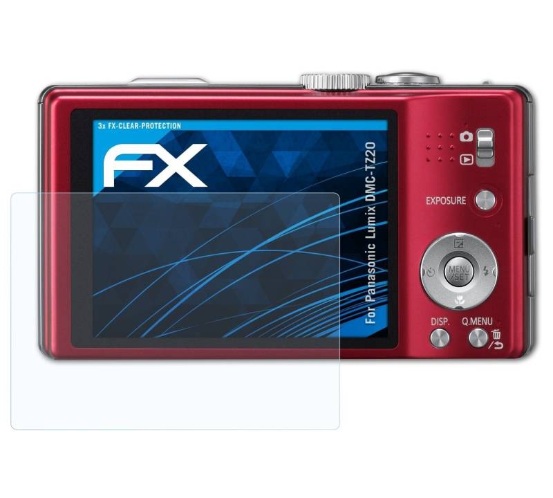 atFoliX Schutzfolie Displayschutz für Panasonic Lumix DMC-TZ20, (3 Folien), Ultraklar und hartbeschichtet von atFoliX