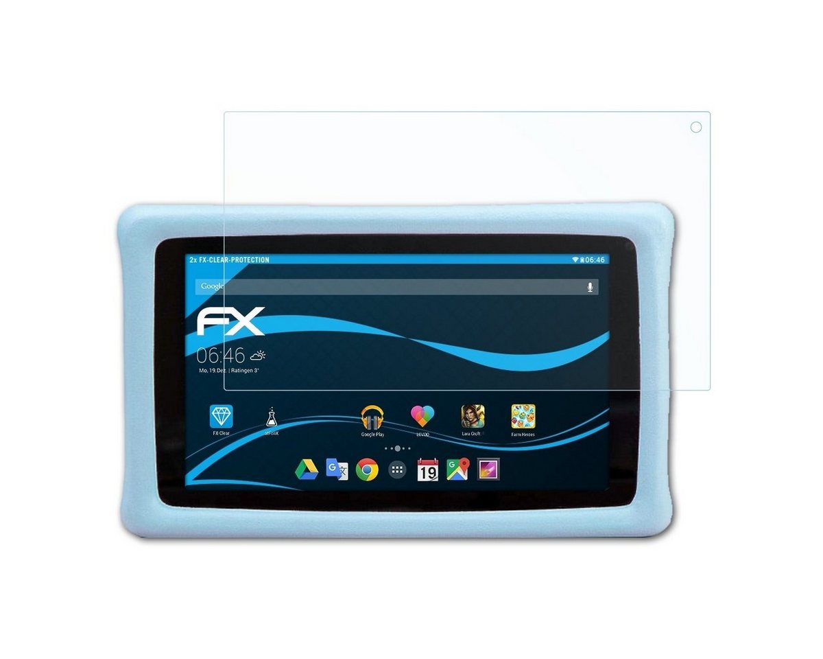 atFoliX Schutzfolie Displayschutz für Pebble Gear Frozen 2 Kids Tablet, (2 Folien), Ultraklar und hartbeschichtet von atFoliX