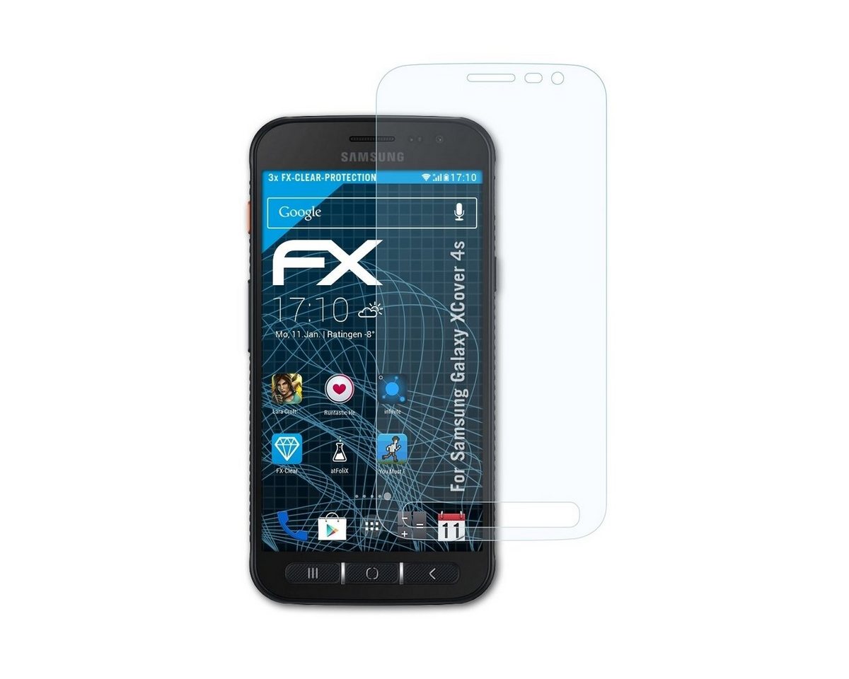 atFoliX Schutzfolie Displayschutz für Samsung Galaxy XCover 4s, (3 Folien), Ultraklar und hartbeschichtet von atFoliX