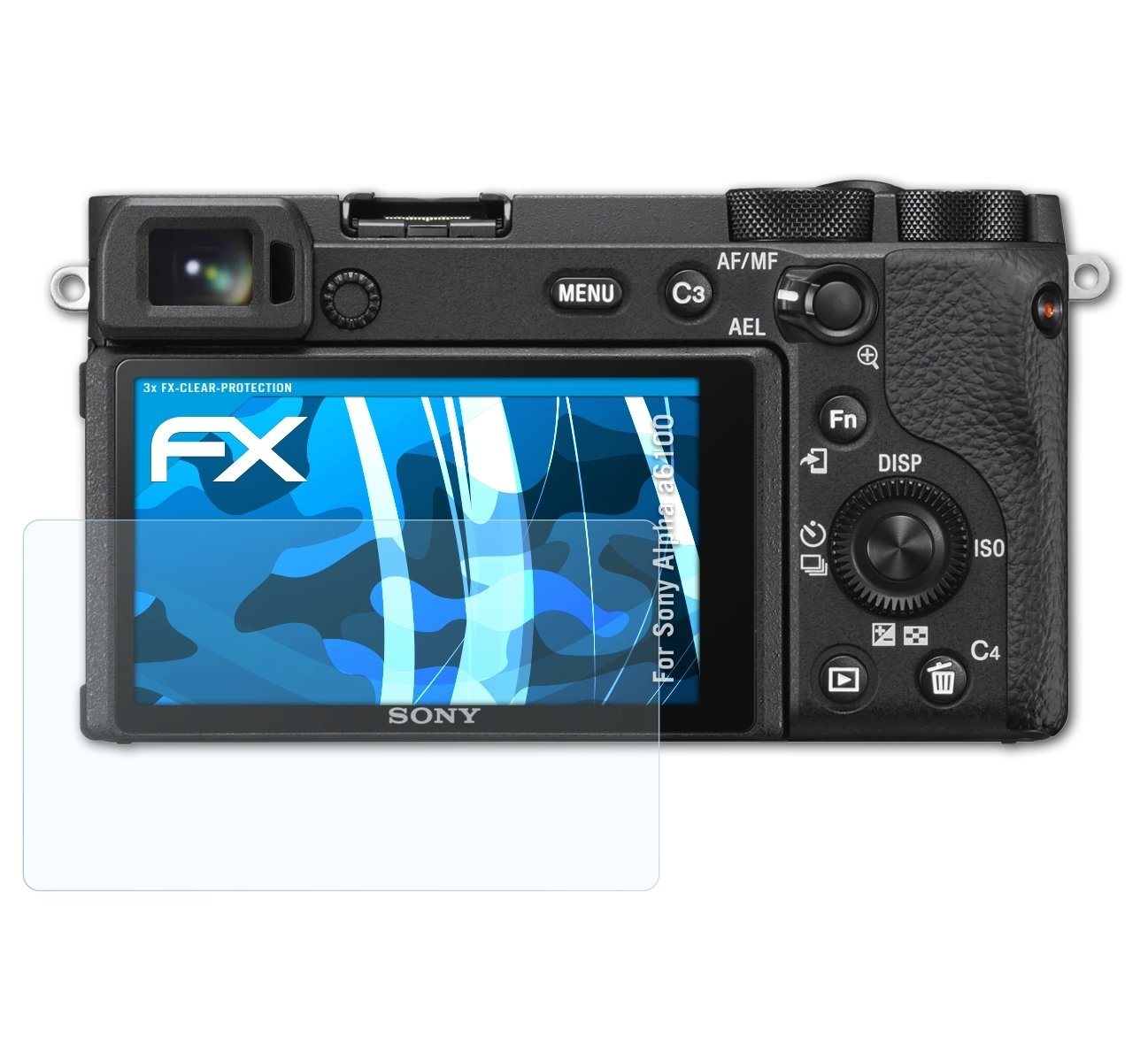 atFoliX Schutzfolie Displayschutz für Sony Alpha a6100, (3 Folien), Ultraklar und hartbeschichtet von atFoliX