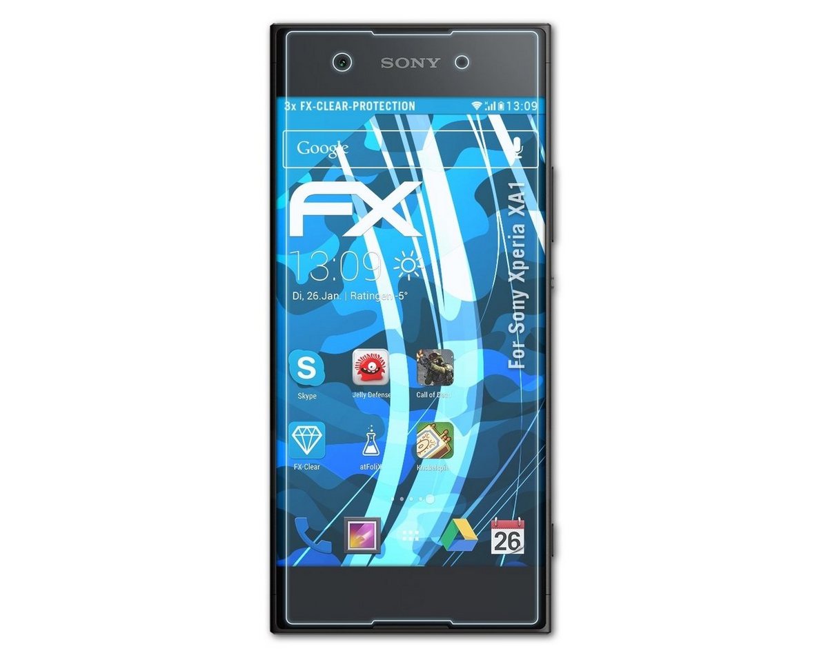 atFoliX Schutzfolie Displayschutz für Sony Xperia XA1, (3 Folien), Ultraklar und hartbeschichtet von atFoliX