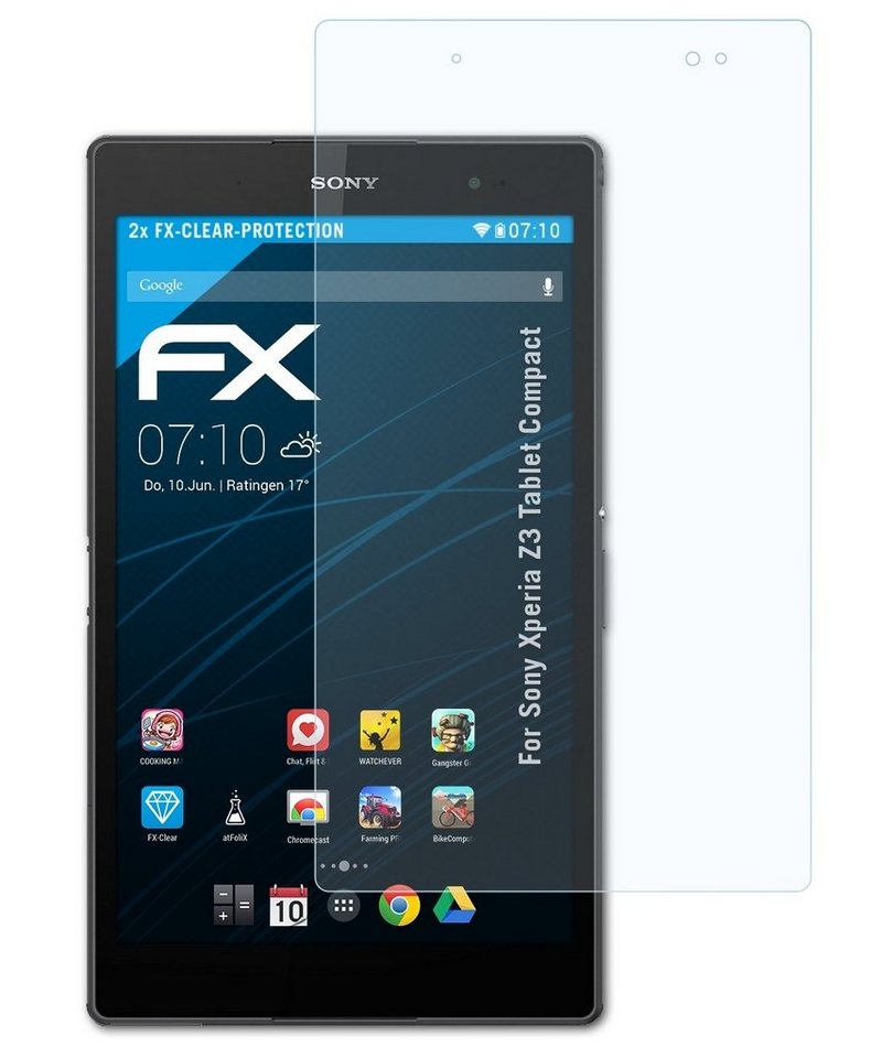 atFoliX Schutzfolie Displayschutz für Sony Xperia Z3 Tablet Compact, (2 Folien), Ultraklar und hartbeschichtet von atFoliX