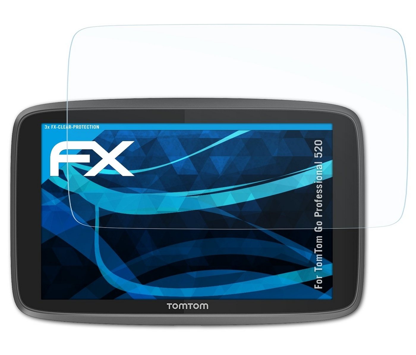 atFoliX Schutzfolie Displayschutz für TomTom Go Professional 520, (3 Folien), Ultraklar und hartbeschichtet von atFoliX