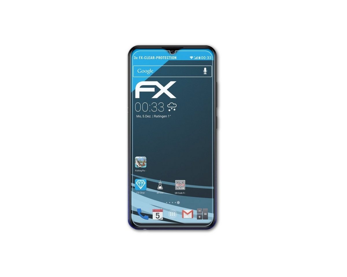 atFoliX Schutzfolie Displayschutz für Vivo U1, (3 Folien), Ultraklar und hartbeschichtet von atFoliX