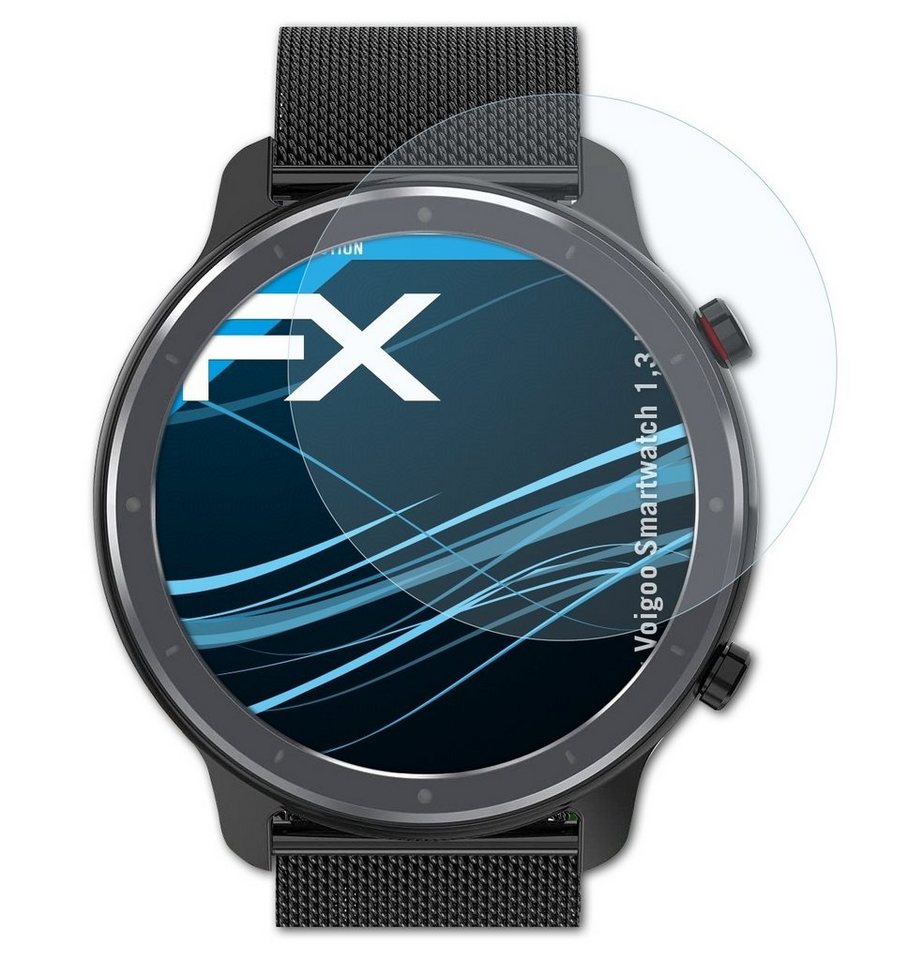 atFoliX Schutzfolie Displayschutz für Voigoo Smartwatch 1,3 Inch, (3 Folien), Ultraklar und hartbeschichtet von atFoliX