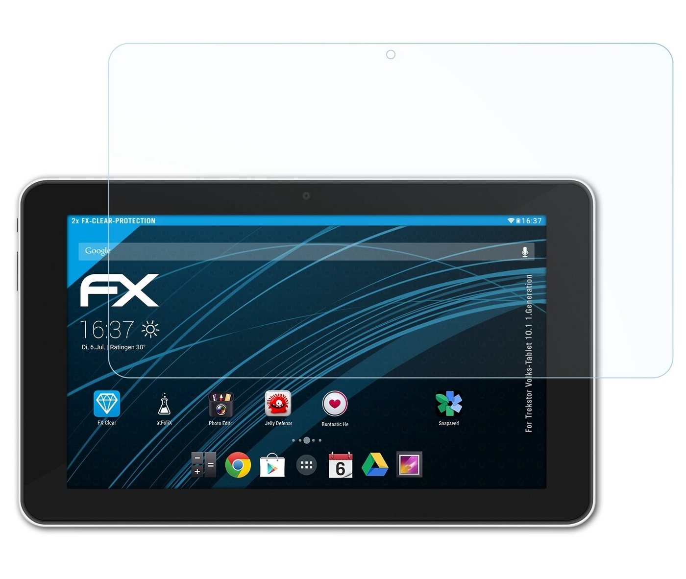 atFoliX Schutzfolie Displayschutz für Volks-Tablet 10.1 1.Generation, (2 Folien), Ultraklar und hartbeschichtet von atFoliX