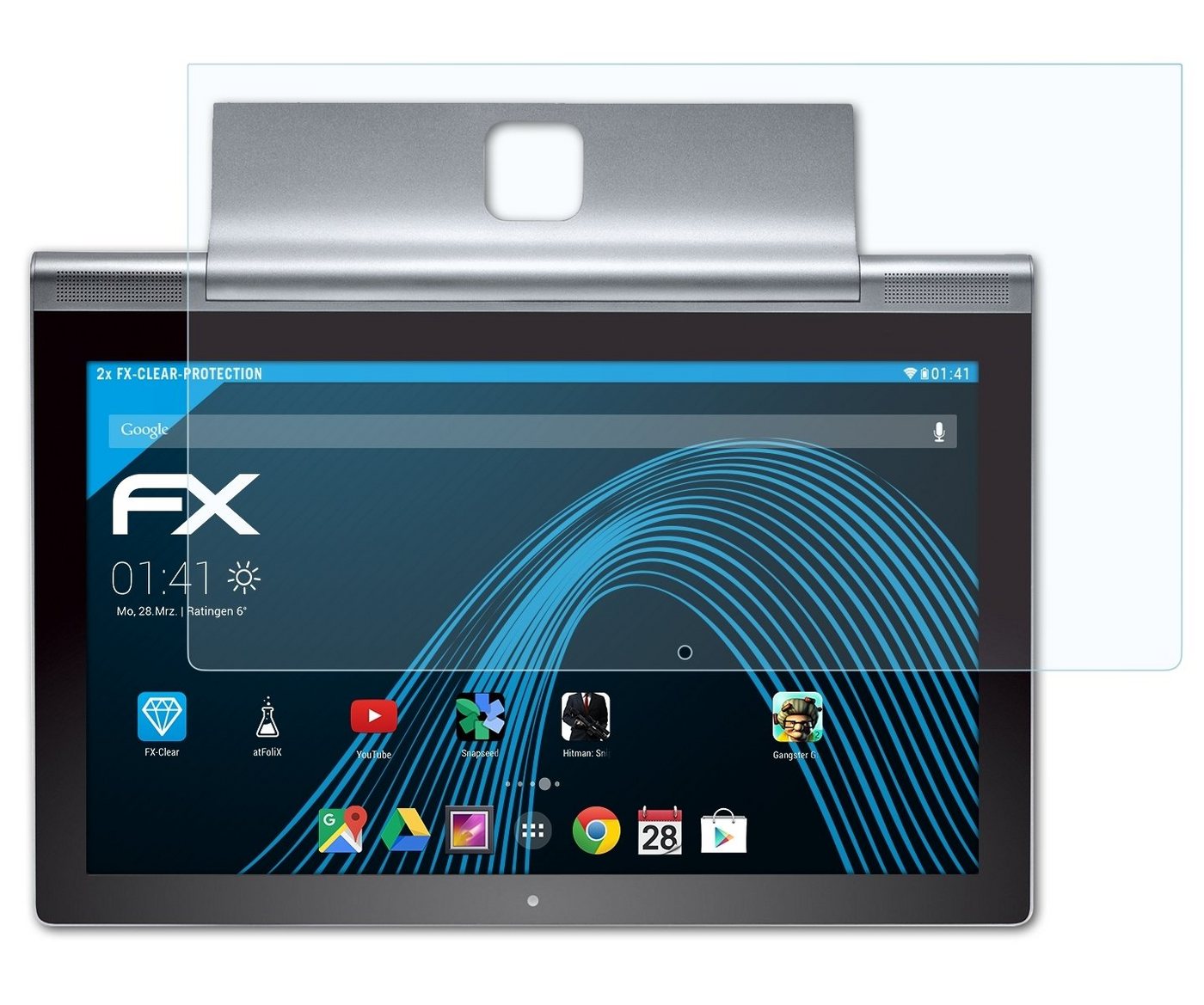 atFoliX Schutzfolie Displayschutz für Yoga Tablet 2 Pro 13.3 inch, (2 Folien), Ultraklar und hartbeschichtet von atFoliX