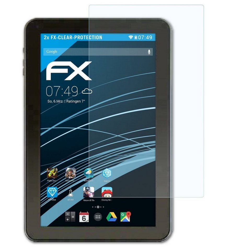 atFoliX Schutzfolie Displayschutz für Zeki Tablet 10 TBQC1063B, (2 Folien), Ultraklar und hartbeschichtet von atFoliX