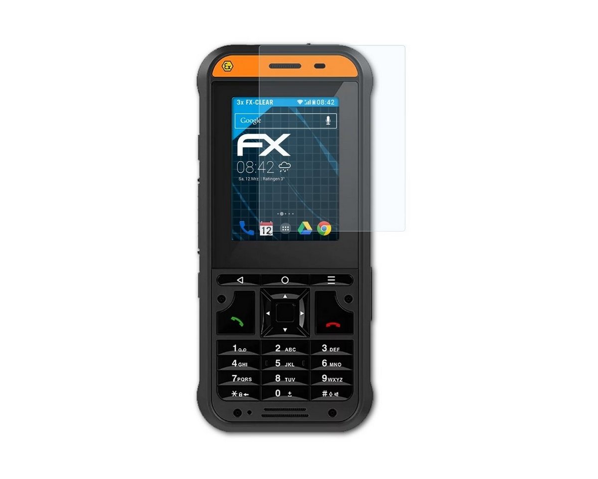 atFoliX Schutzfolie Displayschutz für ecom Ex-Handy 10, (3 Folien), Ultraklar und hartbeschichtet von atFoliX