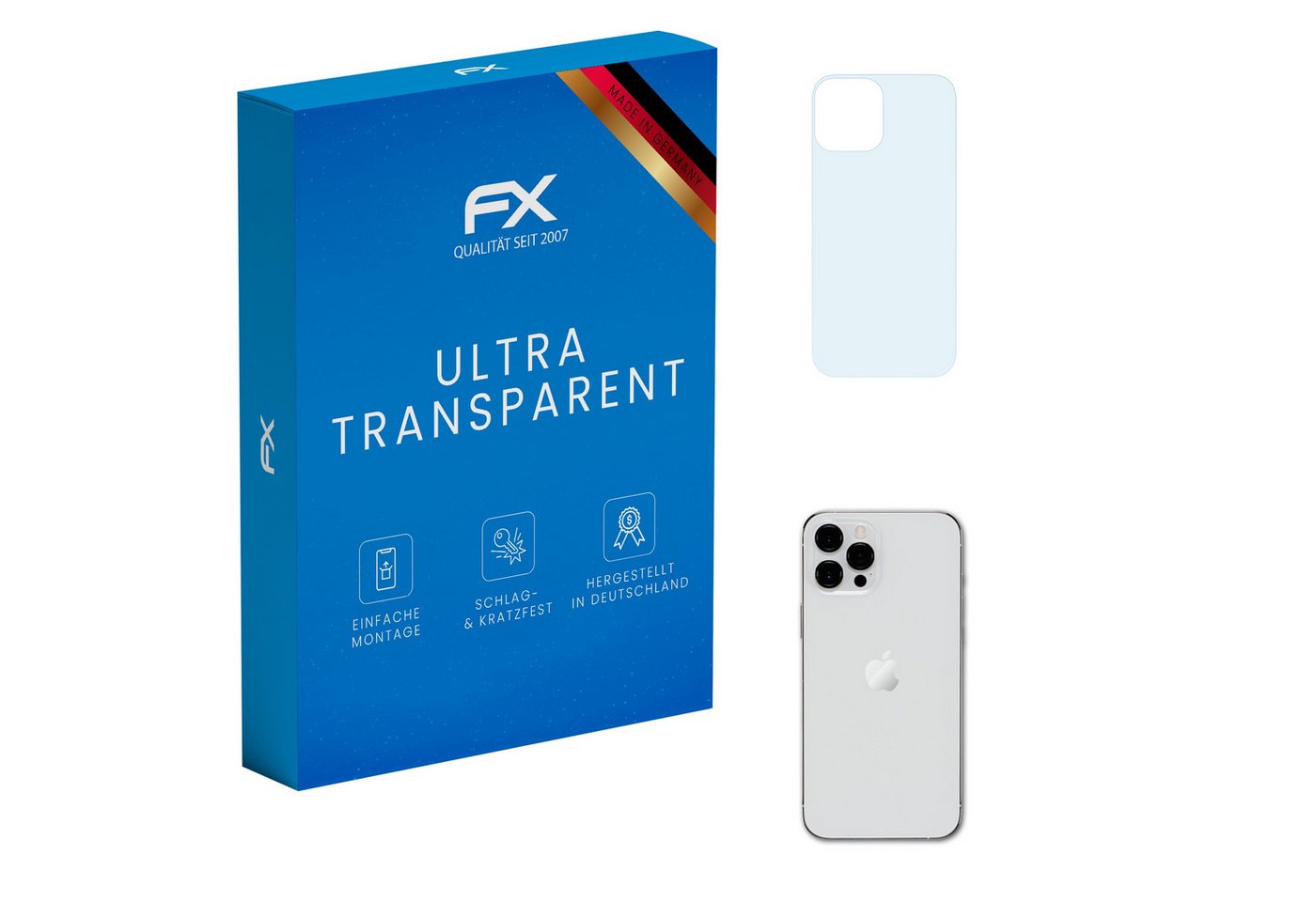 atFoliX Schutzfolie Displayschutz für iPhone 12 Pro Max Backcover, (3 Folien), Ultraklar und hartbeschichtet von atFoliX