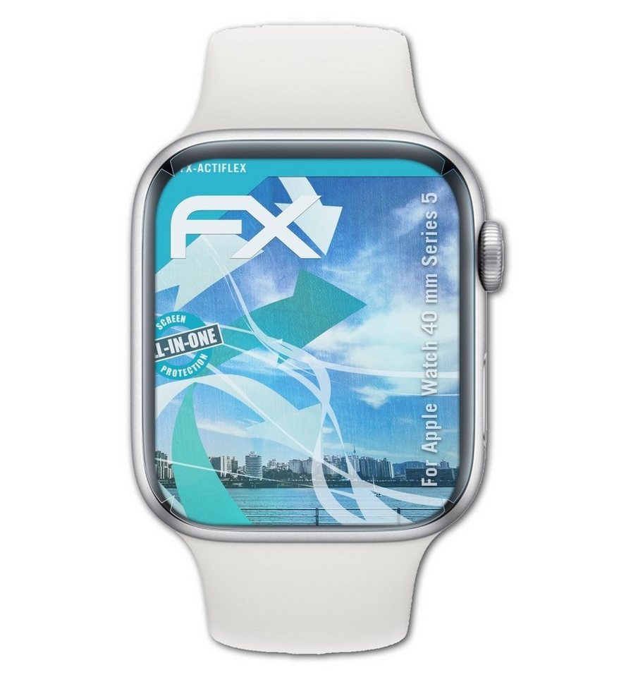 atFoliX Schutzfolie Displayschutzfolie für Apple Watch 40 mm Series 5, (3 Folien), Ultraklar und flexibel von atFoliX