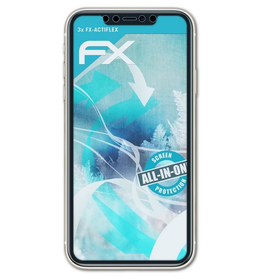 atFoliX Schutzfolie Displayschutzfolie für Apple iPhone 11, (3 Folien), Ultraklar und flexibel von atFoliX