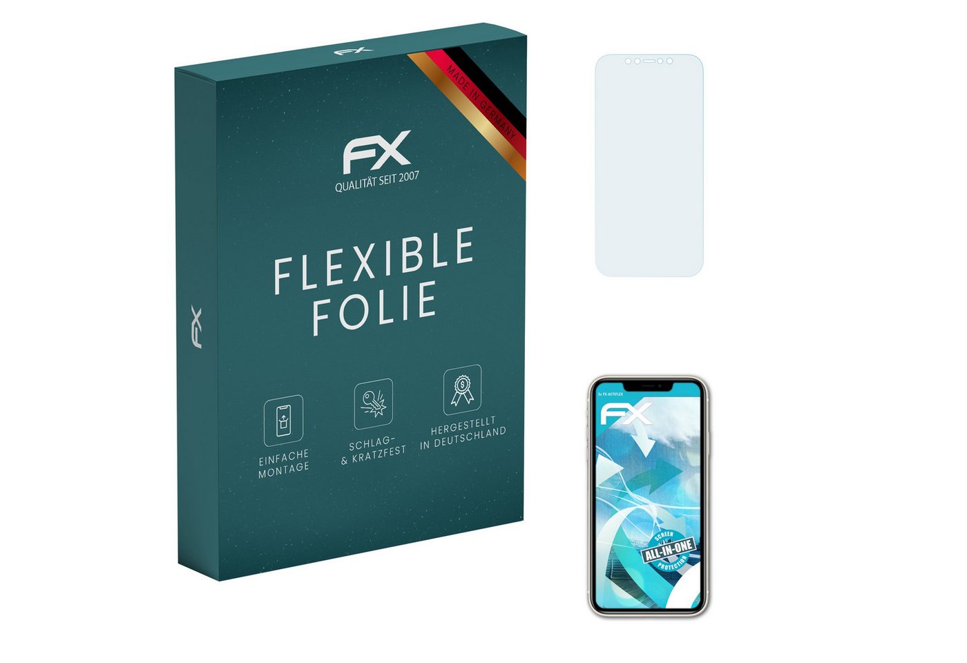 atFoliX Schutzfolie Displayschutzfolie für Apple iPhone 11, (3 Folien), Ultraklar und flexibel von atFoliX