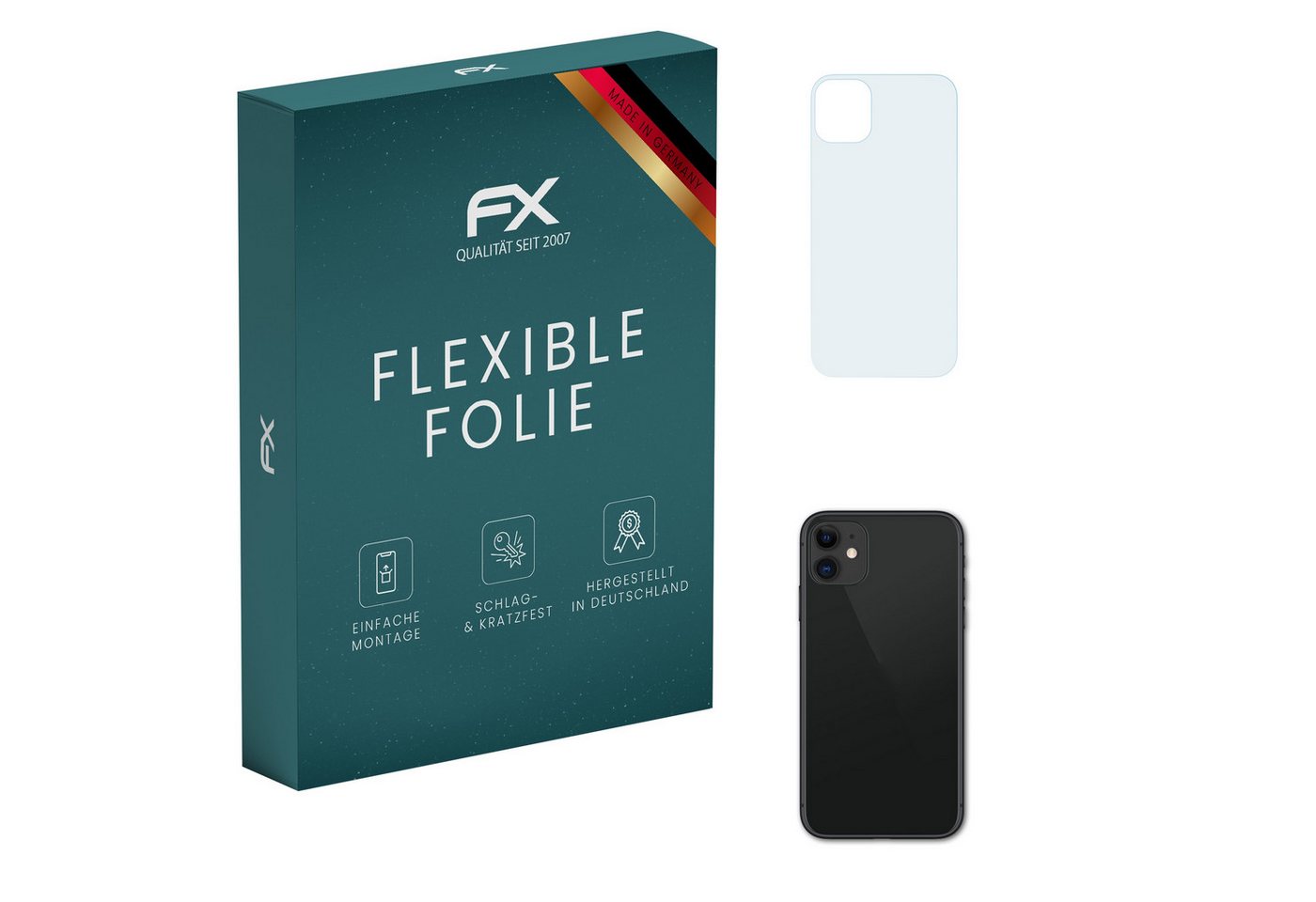 atFoliX Schutzfolie Displayschutzfolie für Apple iPhone 11 Backcover, (3 Folien), Ultraklar und flexibel von atFoliX