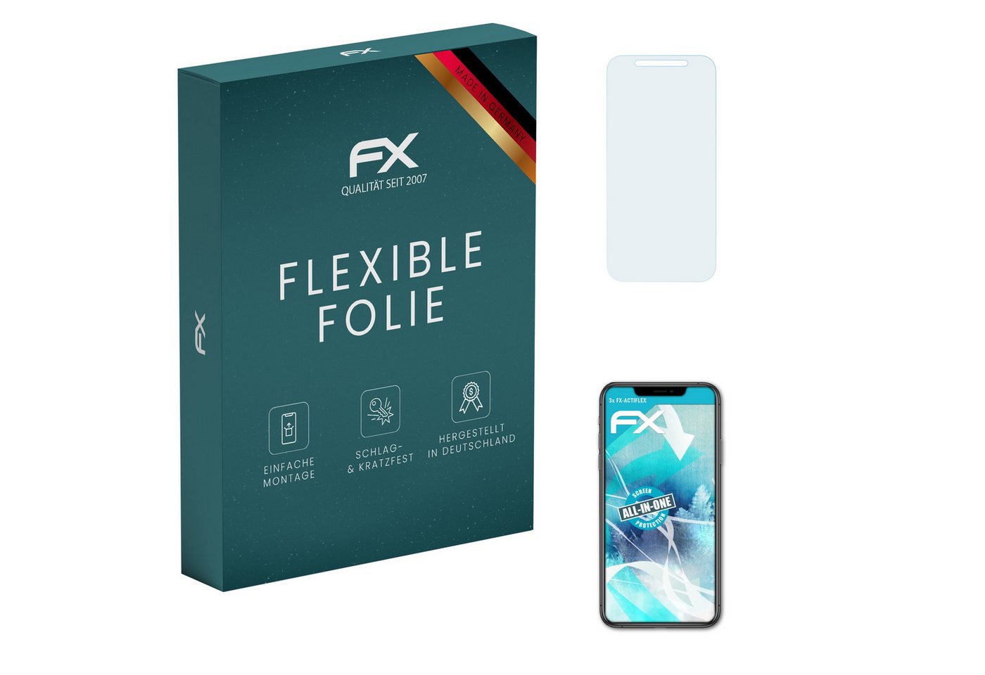 atFoliX Schutzfolie Displayschutzfolie für Apple iPhone 11 Pro Max, (3 Folien), Ultraklar und flexibel von atFoliX