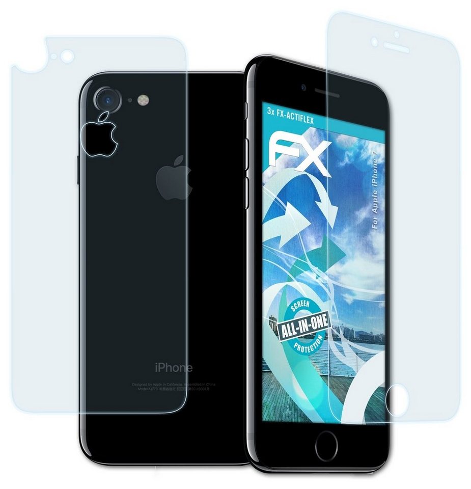 atFoliX Schutzfolie Displayschutzfolie für Apple iPhone 7, (3er Set), Ultraklar und flexibel von atFoliX