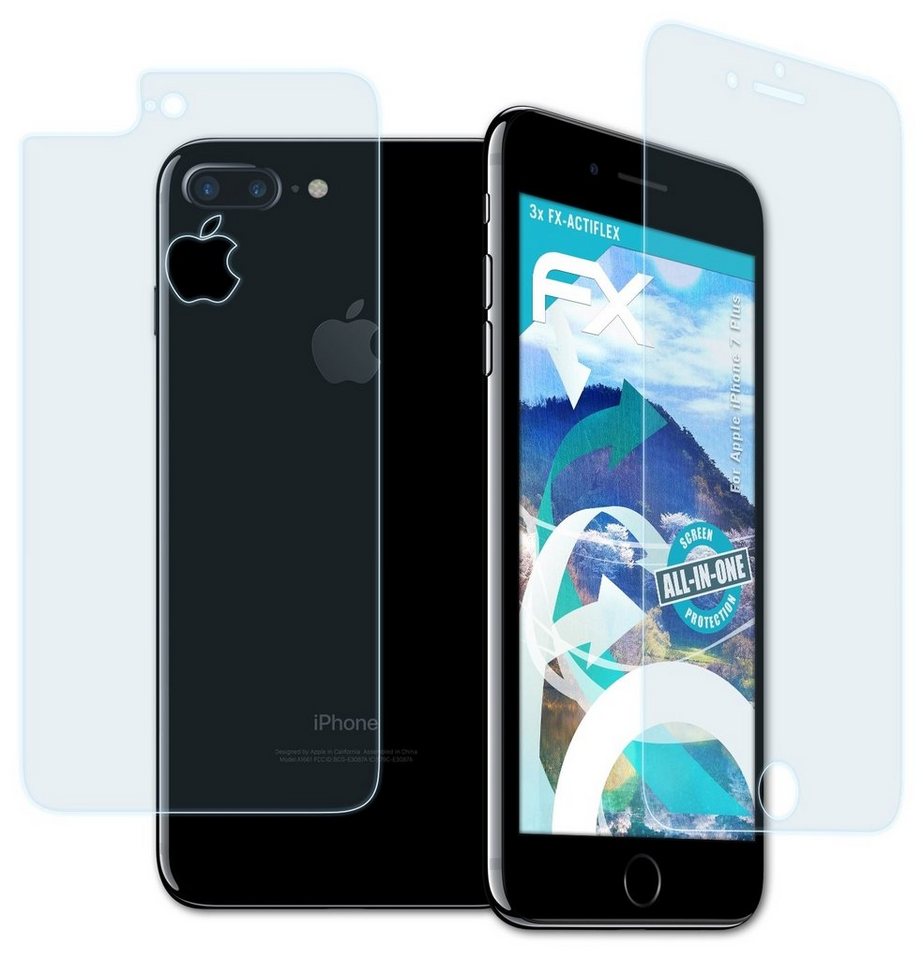 atFoliX Schutzfolie Displayschutzfolie für Apple iPhone 7 Plus, (3er Set), Ultraklar und flexibel von atFoliX