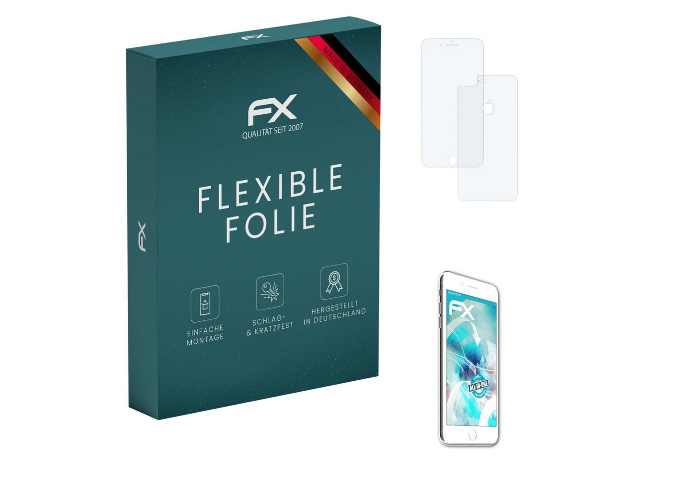 atFoliX Schutzfolie Displayschutzfolie für Apple iPhone 7 Plus, (3er Set), Ultraklar und flexibel von atFoliX