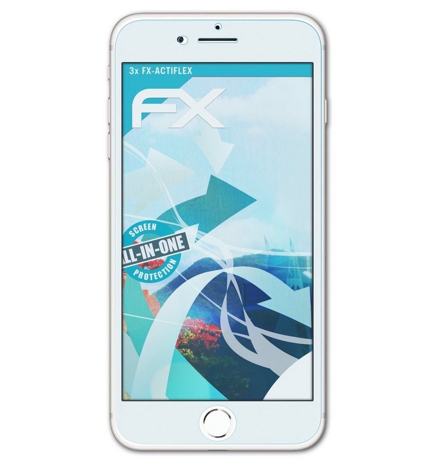 atFoliX Schutzfolie Displayschutzfolie für Apple iPhone 8 Casefit, (3 Folien), Ultraklar und flexibel von atFoliX