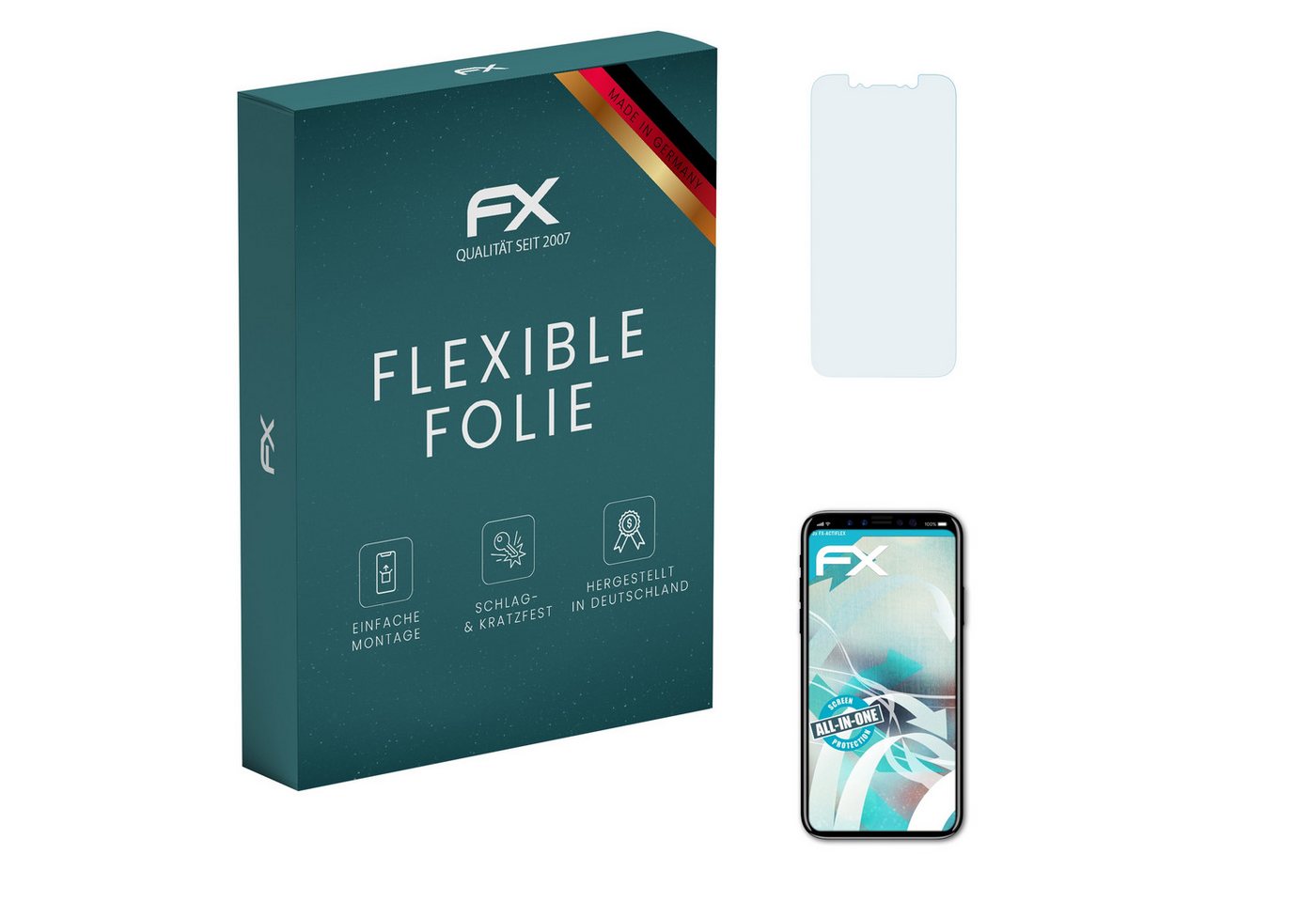 atFoliX Schutzfolie Displayschutzfolie für Apple iPhone X Front, (3 Folien), Ultraklar und flexibel von atFoliX