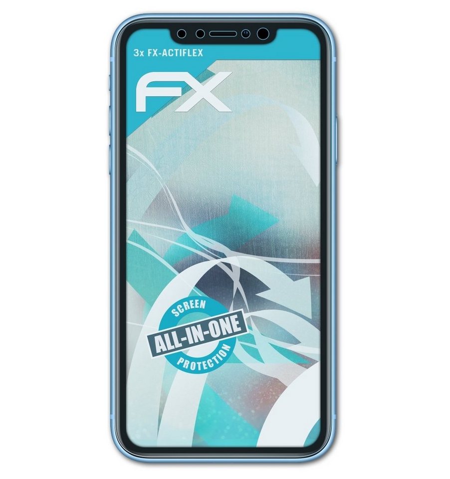 atFoliX Schutzfolie Displayschutzfolie für Apple iPhone XR Front cover, (3 Folien), Ultraklar und flexibel von atFoliX