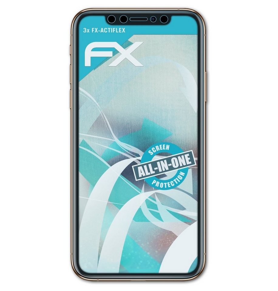atFoliX Schutzfolie Displayschutzfolie für Apple iPhone XS Front cover, (3 Folien), Ultraklar und flexibel von atFoliX