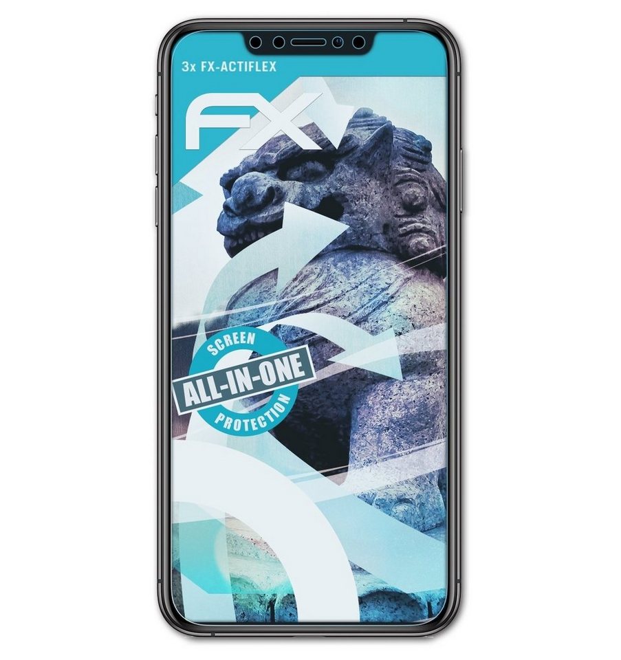 atFoliX Schutzfolie Displayschutzfolie für Apple iPhone XS Max Casefit, (3 Folien), Ultraklar und flexibel von atFoliX