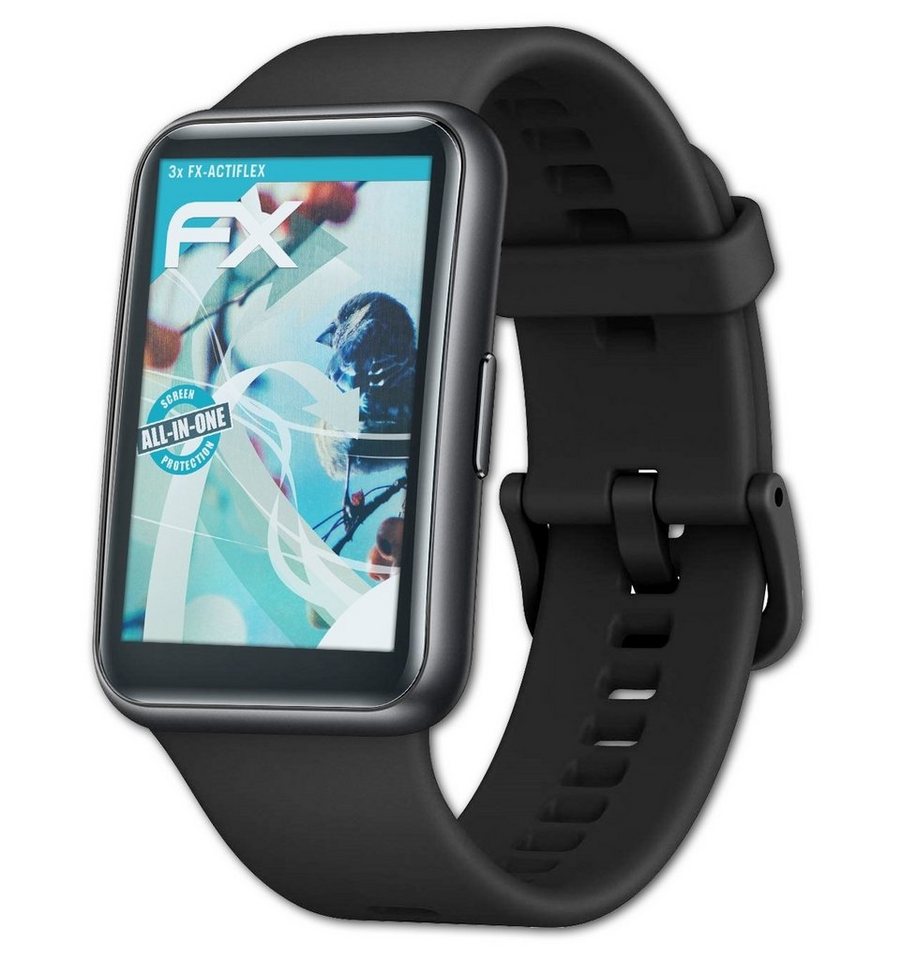atFoliX Schutzfolie Displayschutzfolie für Huawei Watch Fit, (3 Folien), Ultraklar und flexibel von atFoliX
