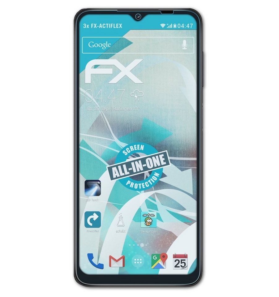 atFoliX Schutzfolie Displayschutzfolie für Samsung Galaxy A12, (3 Folien), Ultraklar und flexibel von atFoliX