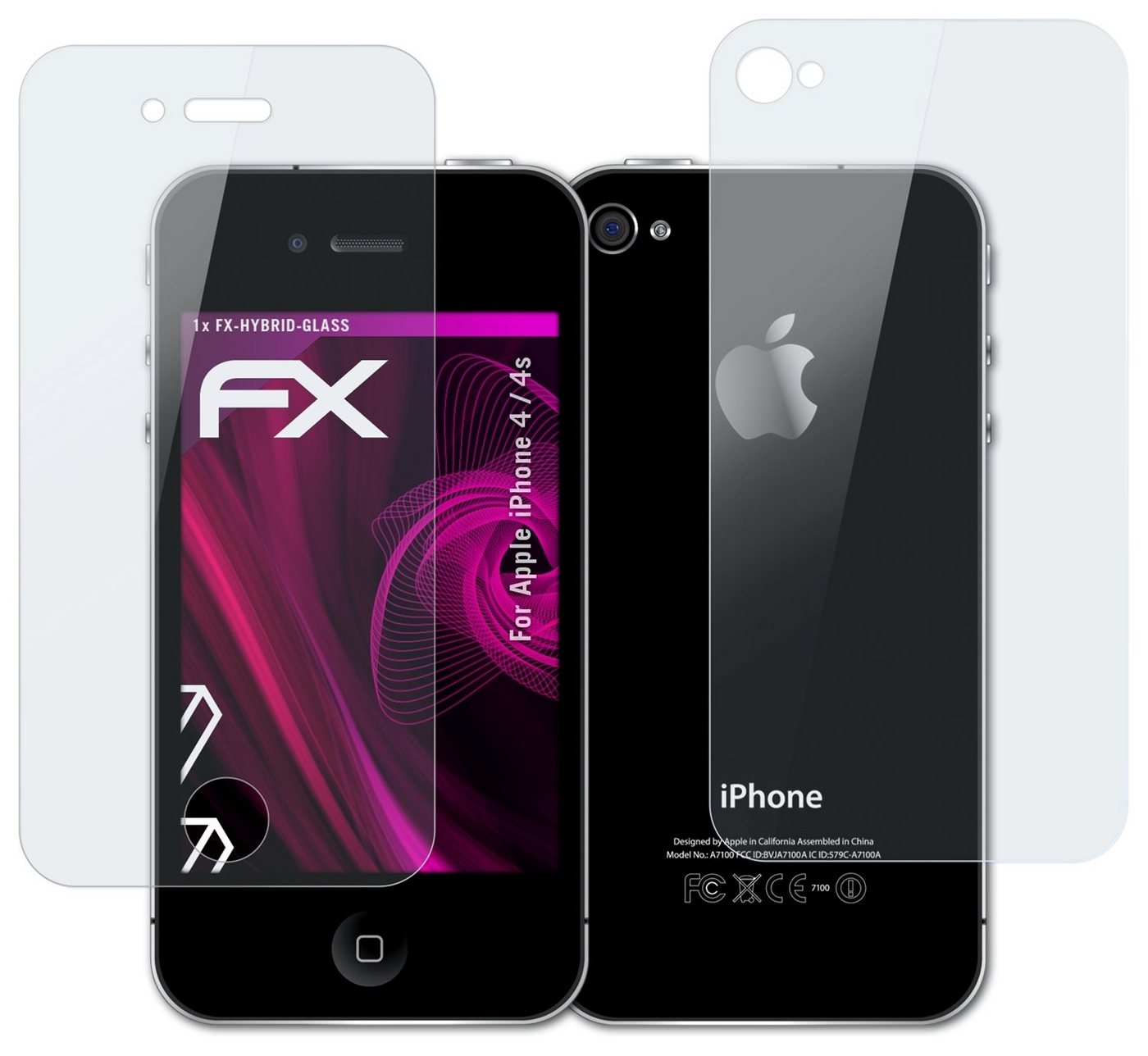 atFoliX Schutzfolie Panzerglasfolie für Apple iPhone 4 / 4s, Ultradünn und superhart von atFoliX